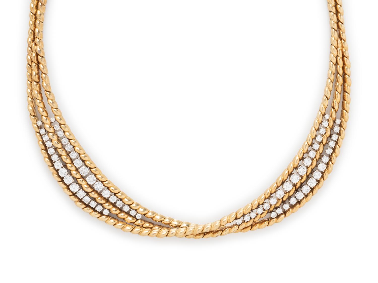 YELLOW GOLD AND DIAMOND NECKLACE