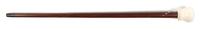 An English Silver and Ivory Mounted Walking Stick, William Hutton & Sons, Height overall 34 x height of handle 2 3/4 inches.