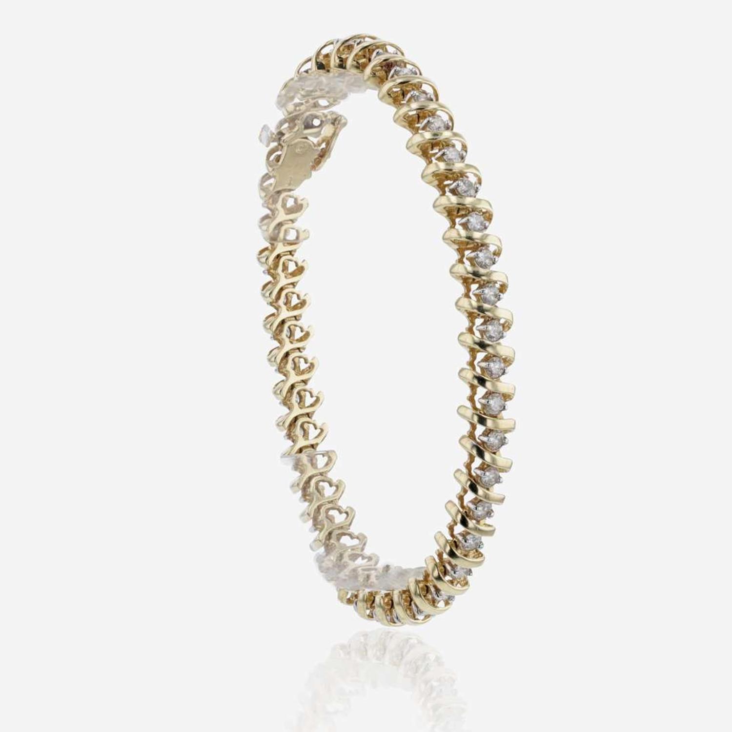 A 14K Yellow Gold and Diamond Bracelet