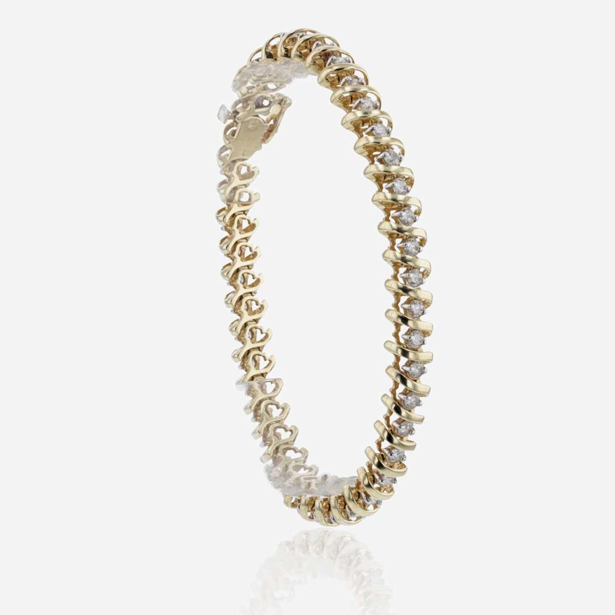 A 14K Yellow Gold and Diamond Bracelet