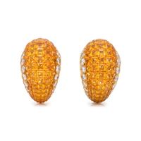 ORANGE SAPPHIRE AND DIAMOND EARCLIPS