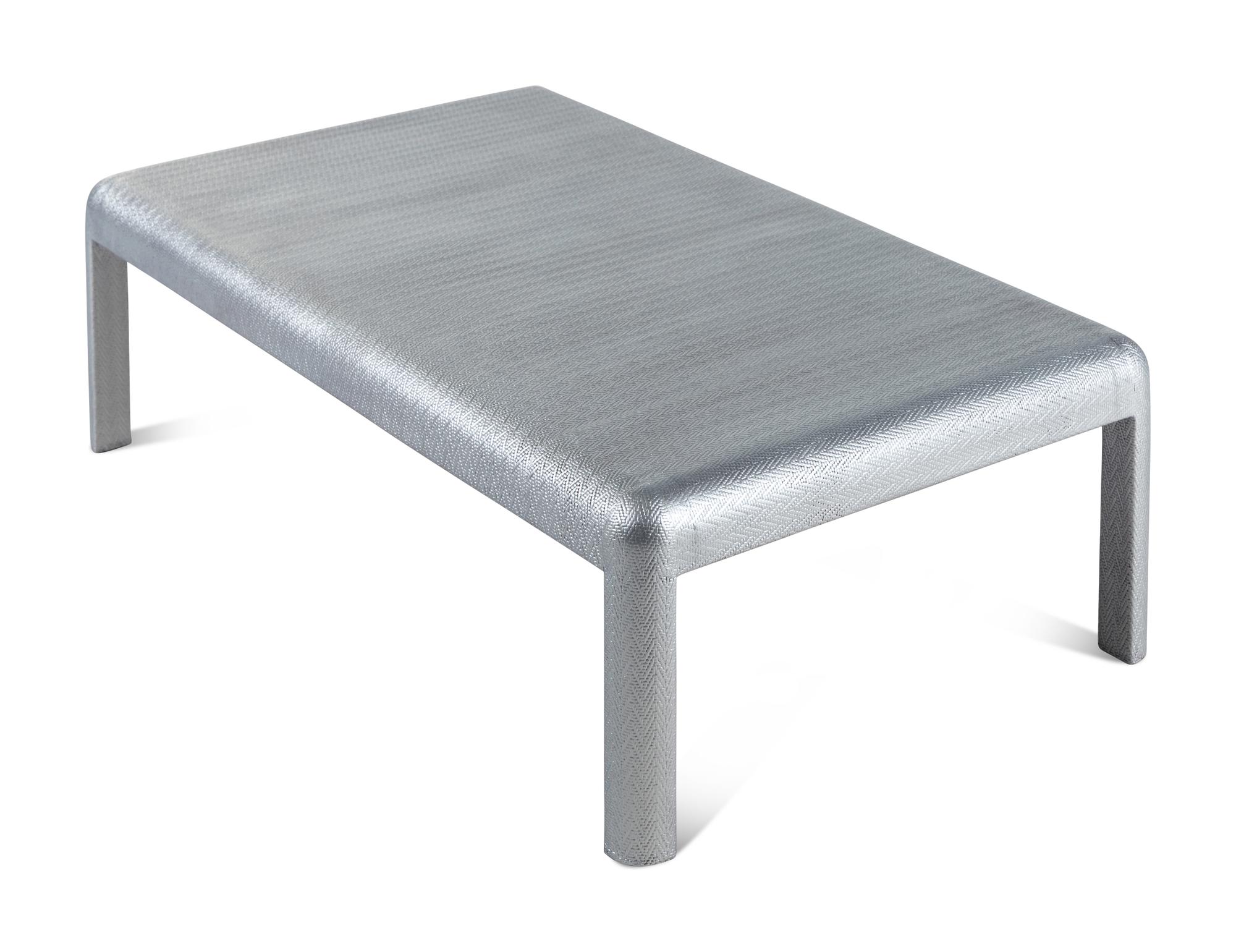 A Painted Raffia-Veneered Low Table in the Style of Karl Springer