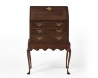 A Queen Anne walnut and maple inlaid child’s desk-on-frame, New England, mid-18th century