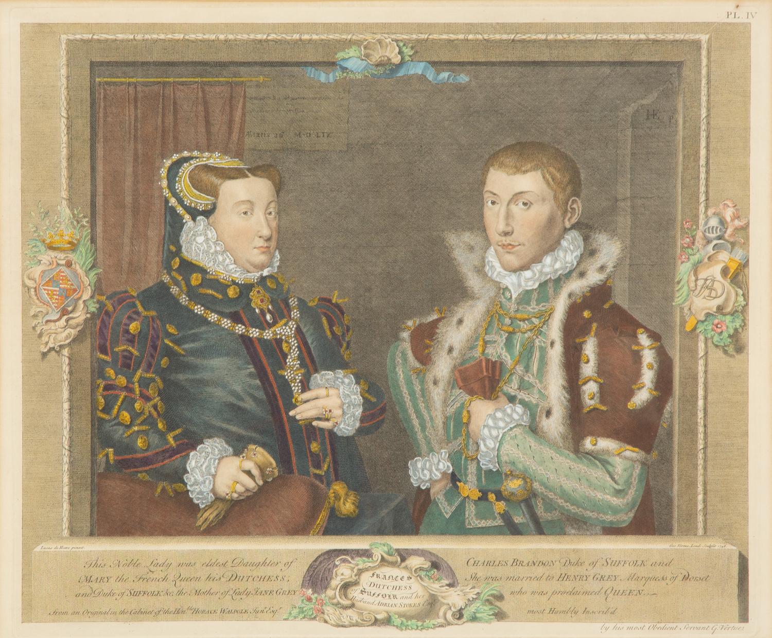 Frances, Duchess of Suffolk and her Husband, Adrien Stokes, Esq. , 1748; Henry VIII and His Family, after Holbein; Lady Jane Grey (a set of three etchings)