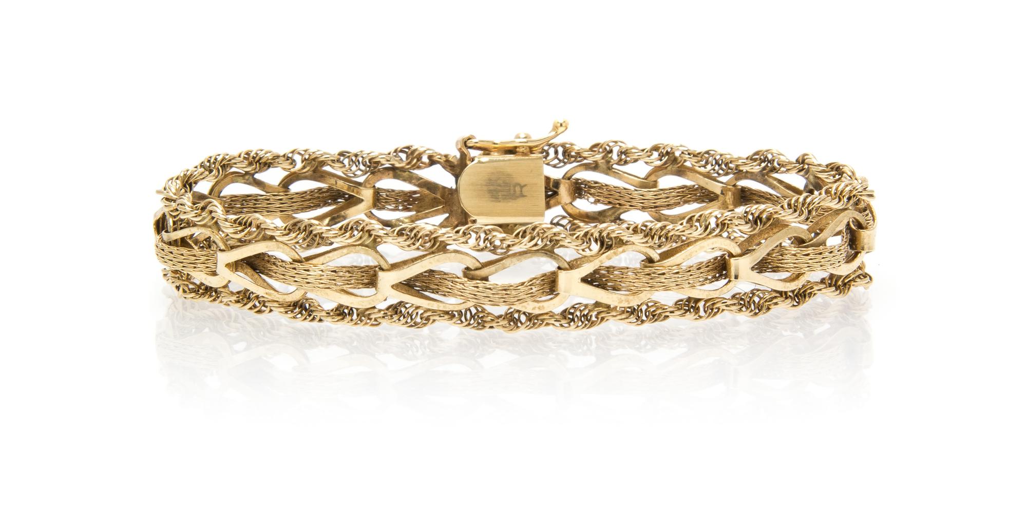 A 14 Karat Yellow Gold Woven Bracelet, 8.80 dwts.