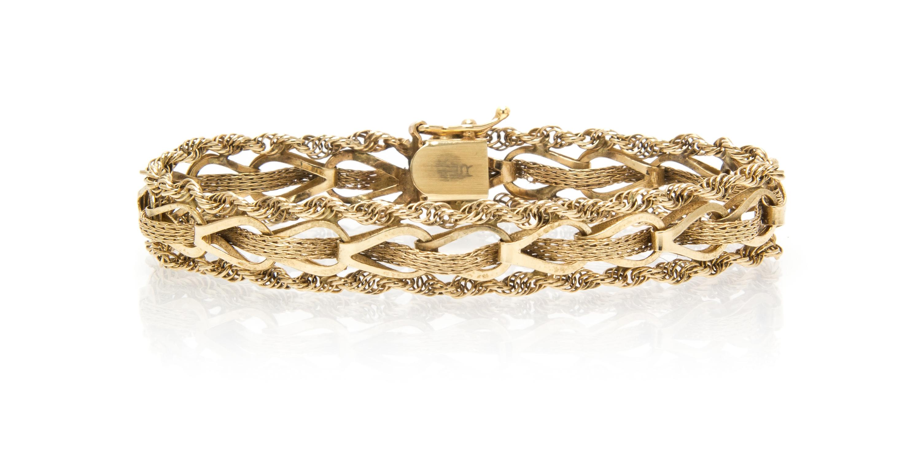 A 14 Karat Yellow Gold Woven Bracelet, 8.80 dwts.