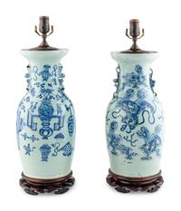 A Pair of Chinese Porcelain Vases Mounted as Lamps