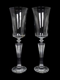 A Large Pair of Baccarat Glass Pedestal Vases