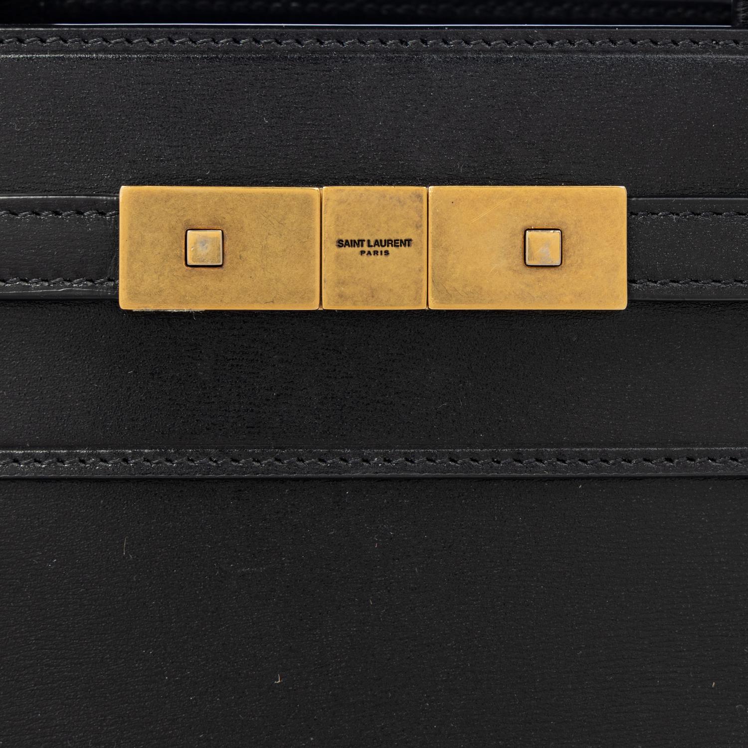SAINT LAURENT, BLACK LEATHER MANHATTAN BAG