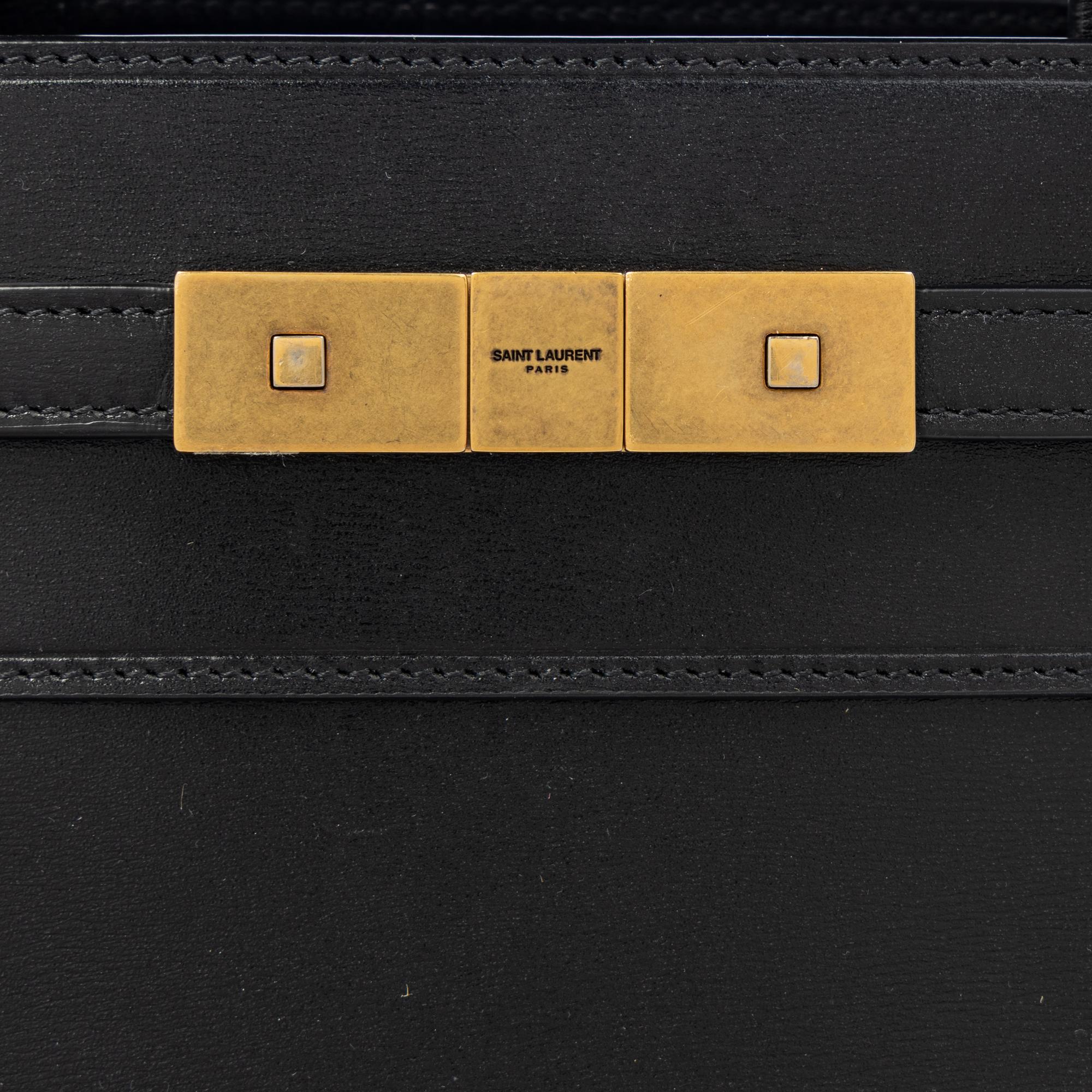 SAINT LAURENT, BLACK LEATHER MANHATTAN BAG