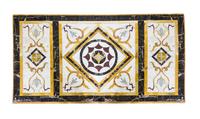 An Italian Pietra Dura Table Top, Height 29 3/4 x width 90 1/4 x depth 49 1/2 inches.