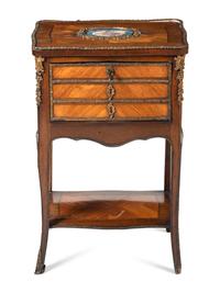 A Louis XV Style Chiffonier with Porcelain Inset Plaques