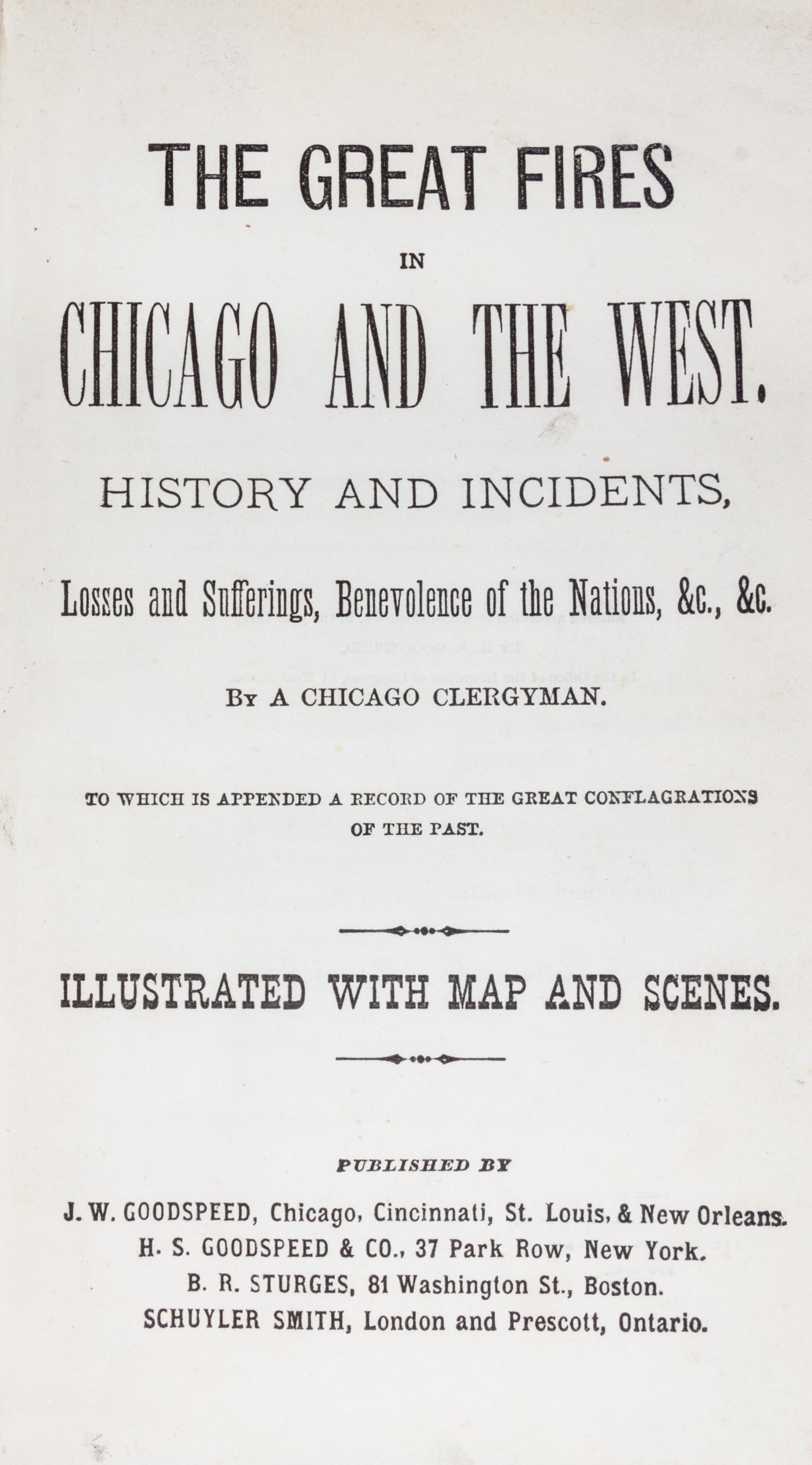 (CHICAGO, FIRE) A group of four books on the Chicago Fire of 1871
