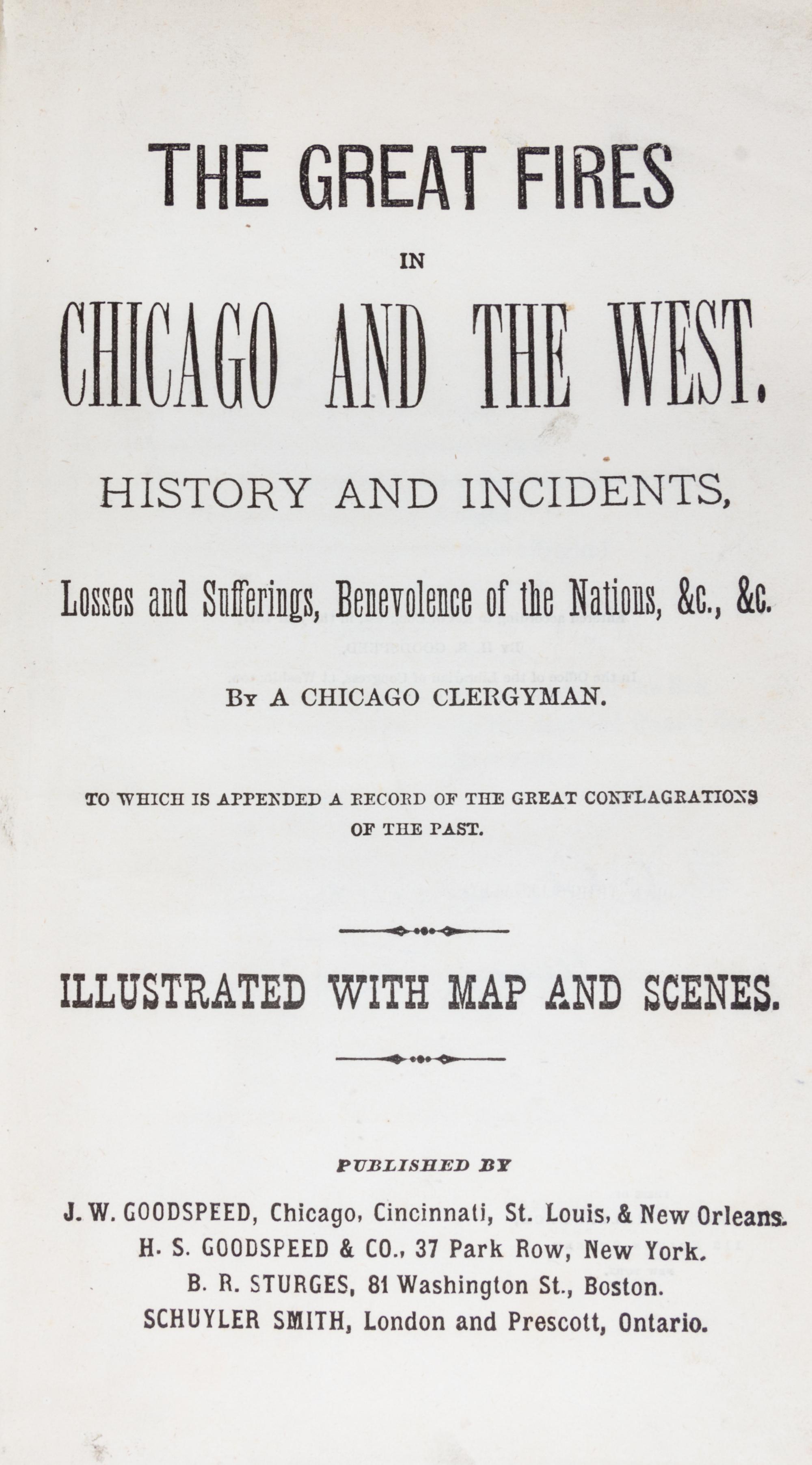 (CHICAGO, FIRE) A group of four books on the Chicago Fire of 1871