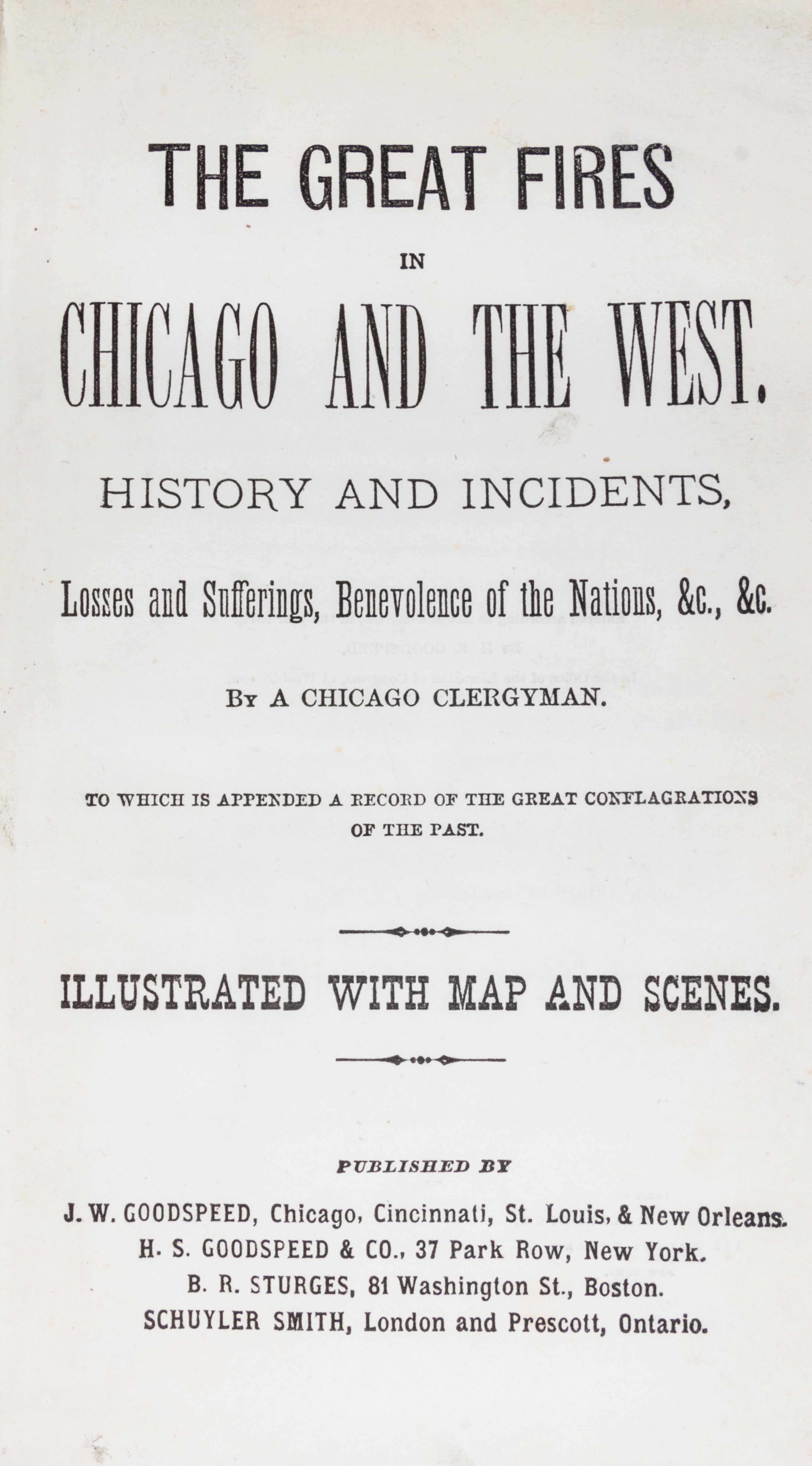 (CHICAGO, FIRE) A group of four books on the Chicago Fire of 1871