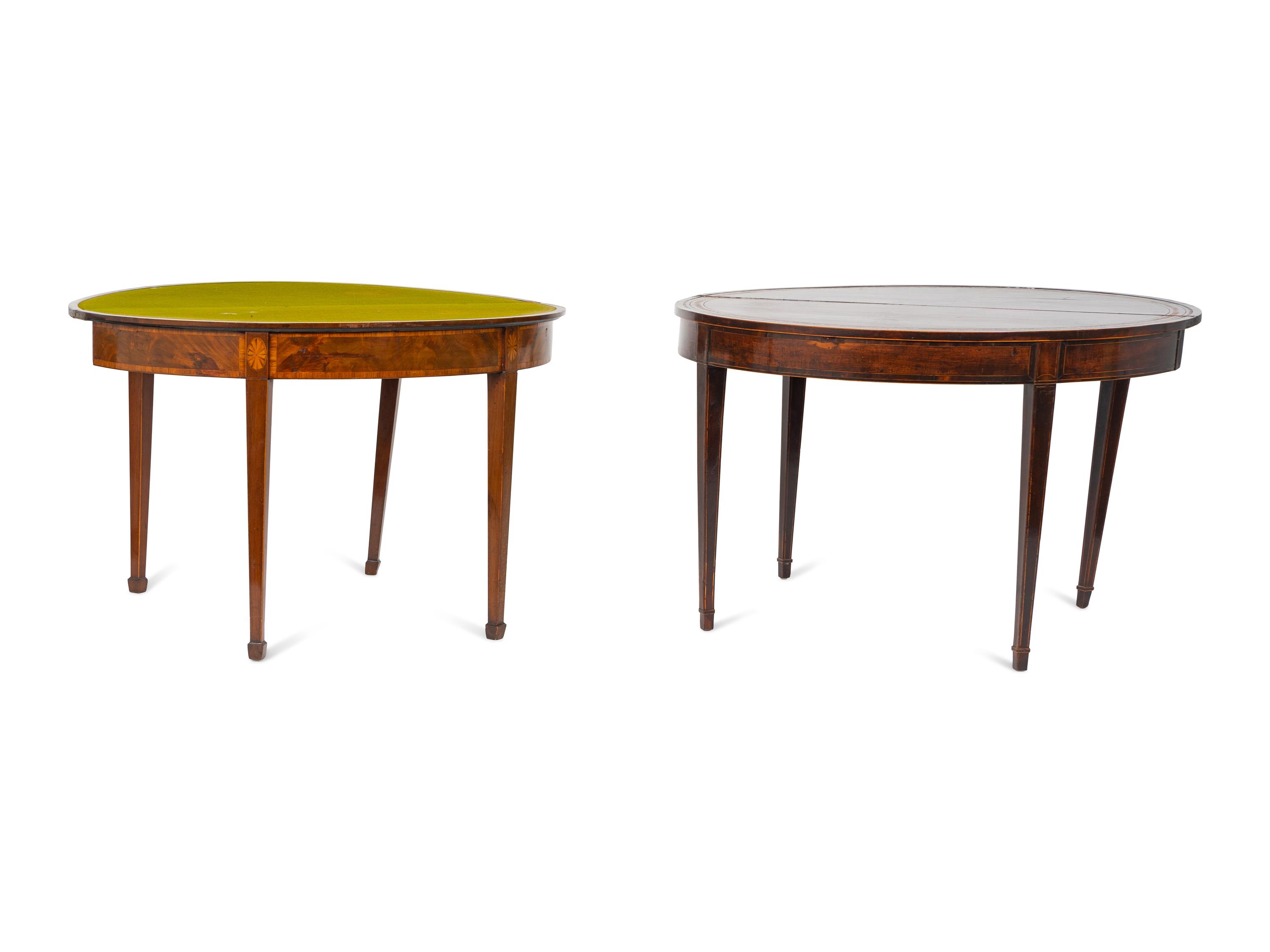 Two George III Mahogany Demi-lune Flip-Top Games Tables — EARLY 19TH CENTURY