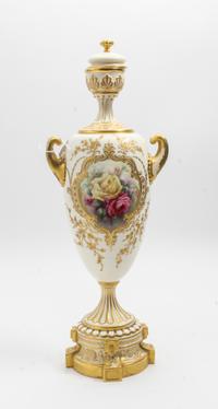 A Royal Worcester Porcelain Covered Vase, H. Chair Height 18 3/4 inches. — 1902