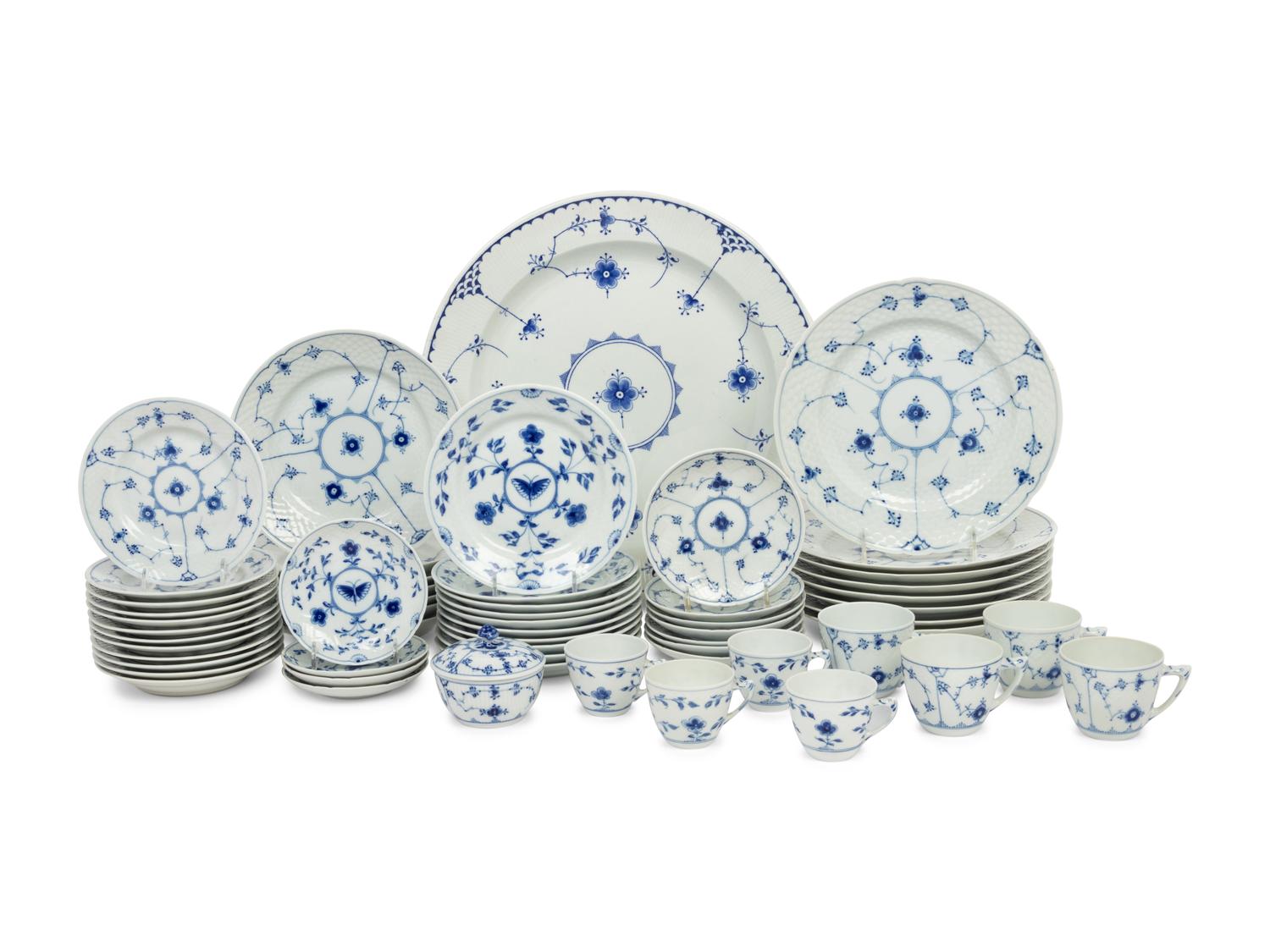 A Bing and Grondahl Blue Traditional Porcelain Dinner Service