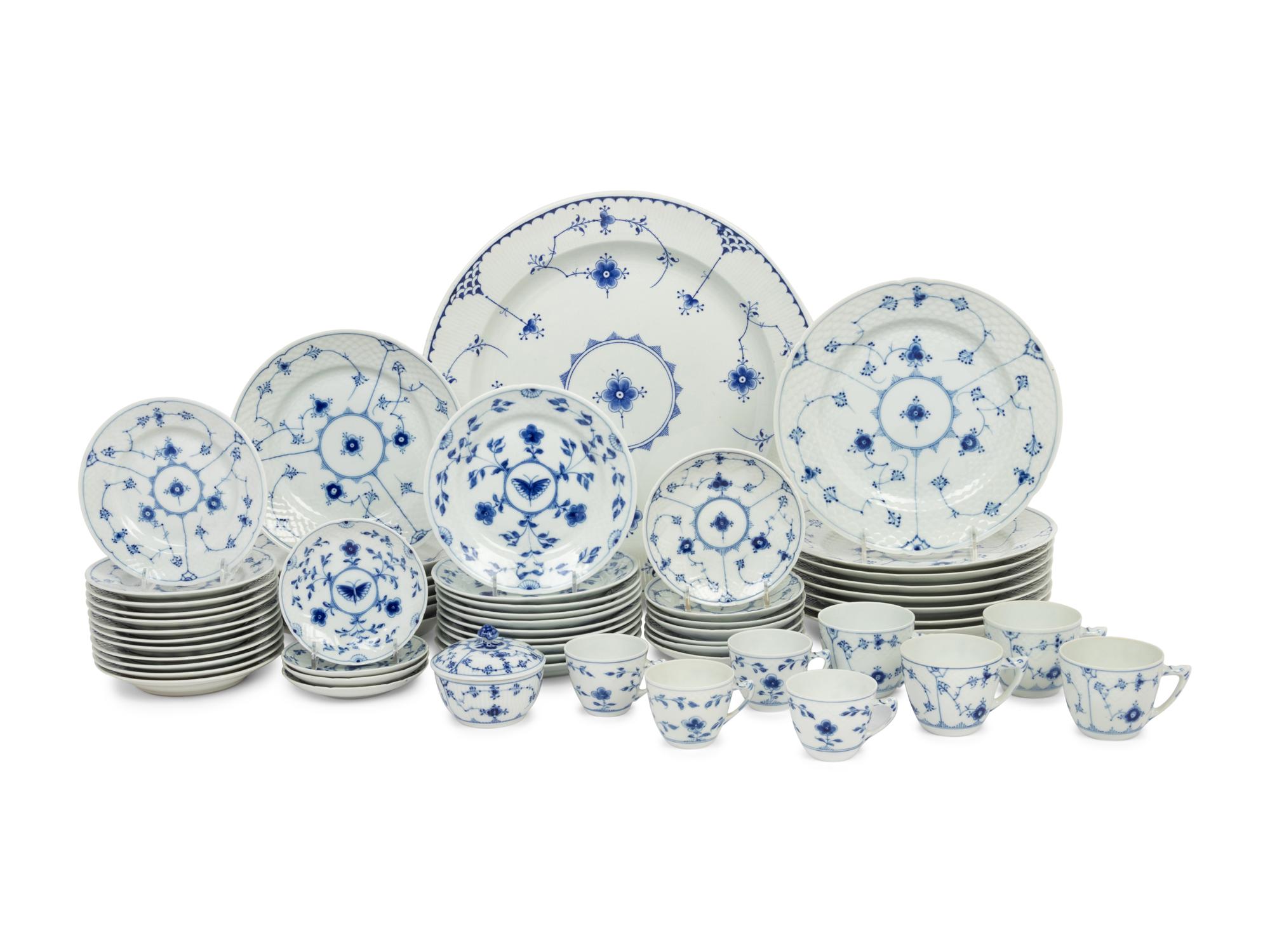 A Bing and Grondahl Blue Traditional Porcelain Dinner Service