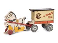Two Carved and Painted Wood Horse Drawn Carriage Toys