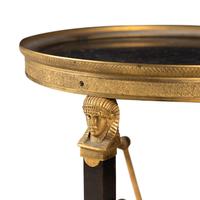 A Pair of Empire Style Gilt Bronze and Steel Marble-Top Side Tables