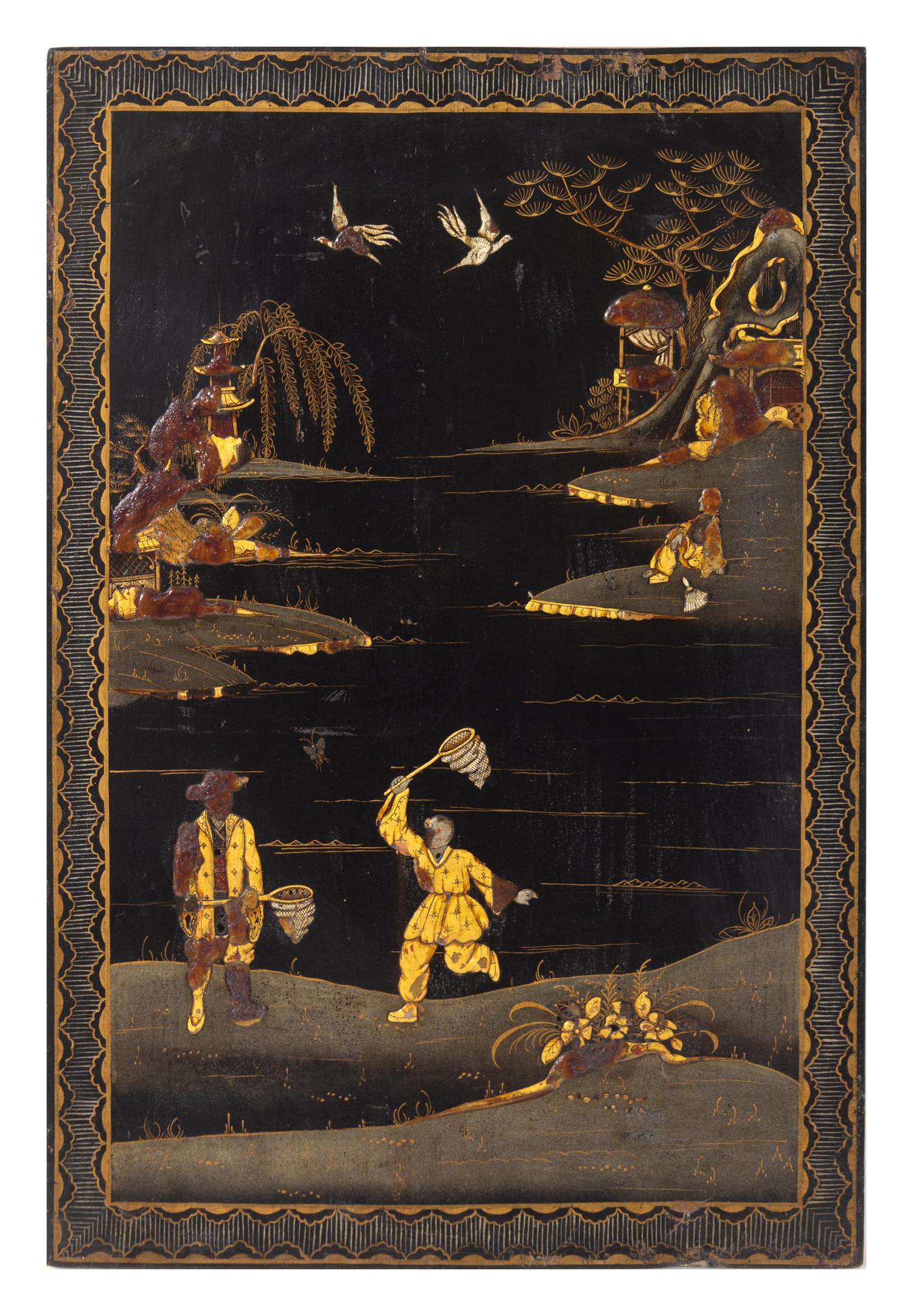 Four Chinese Lacquered Panels