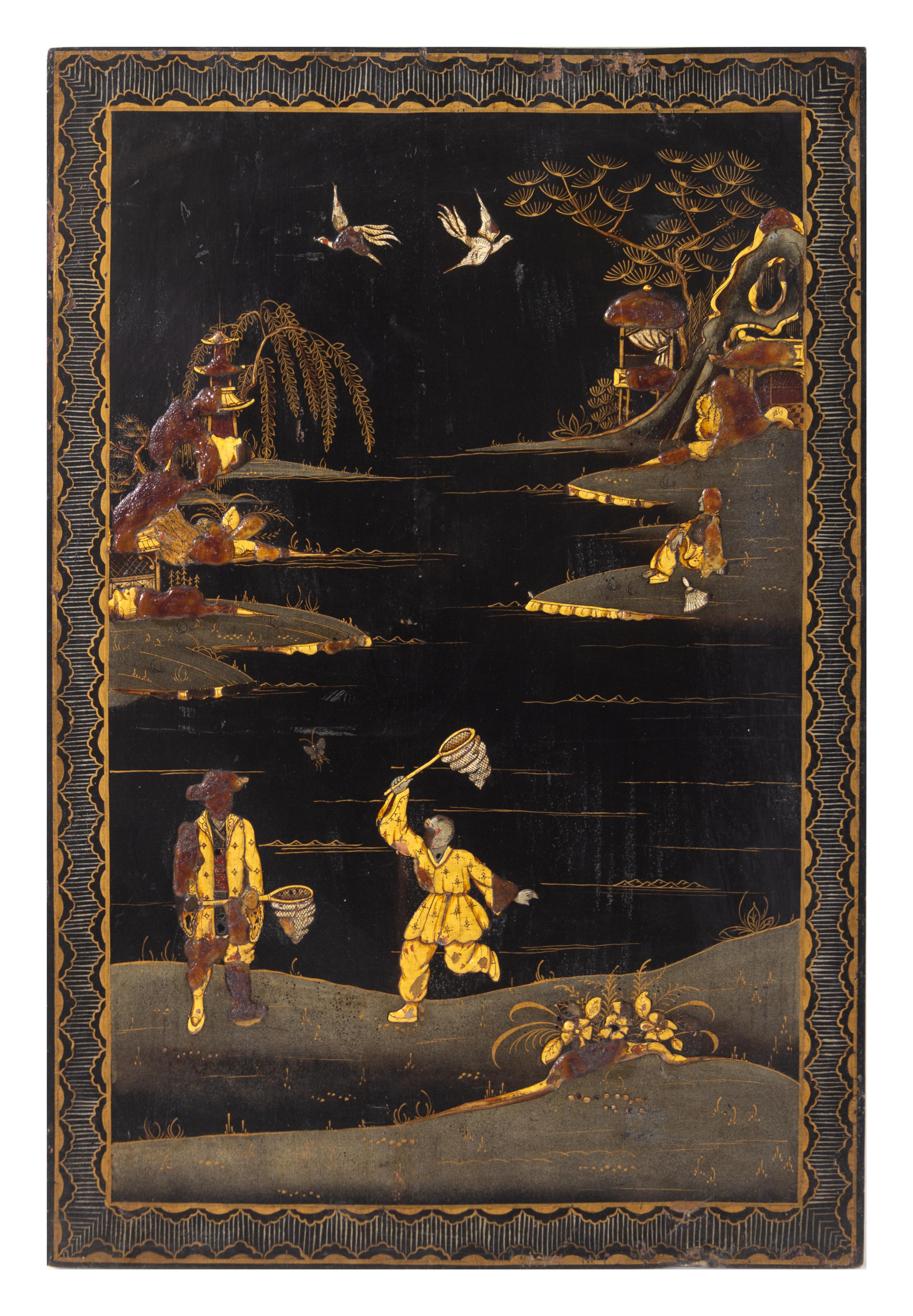 Four Chinese Lacquered Panels