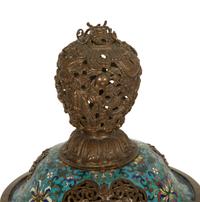 A Chinese Gilt and Enameled Bronze Mounted Cloisonne Censer