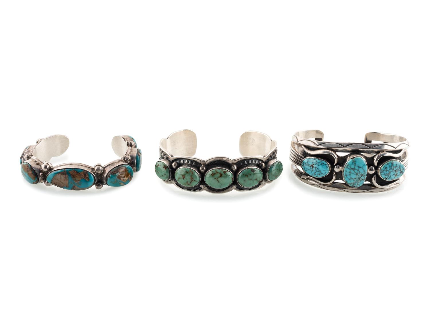 Navajo Silver and Turquoise Cuff Braclets