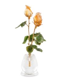 A Carved Rock Crystal and Hardstone Rose Flower Study