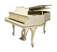A Baldwin White Painted and Parcel Gilt Baby Grand Piano