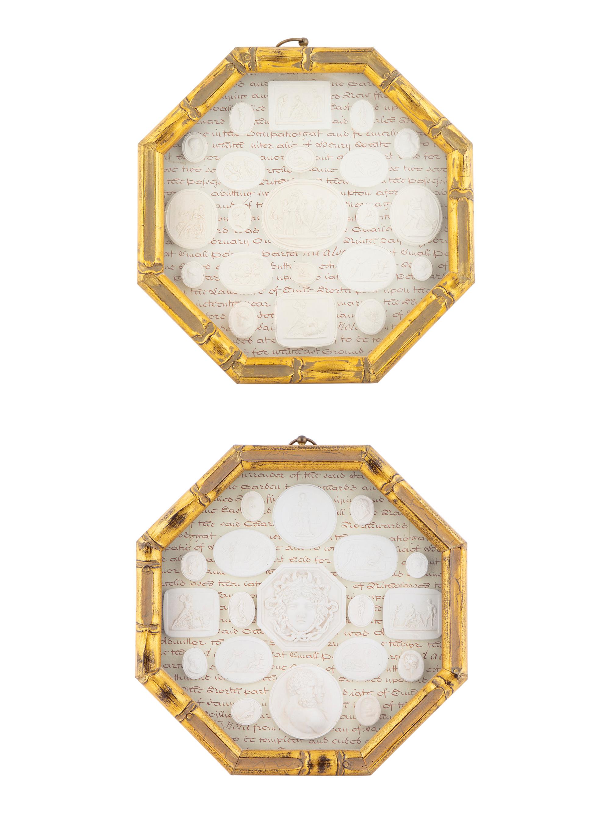 Two Octagonal Gilt Framed Collections of Roman Plaster Intaglios — 20TH CENTURY