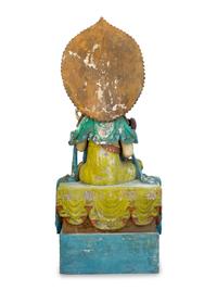 A Large Polychromed Wood Figure of Seated Guanyin
