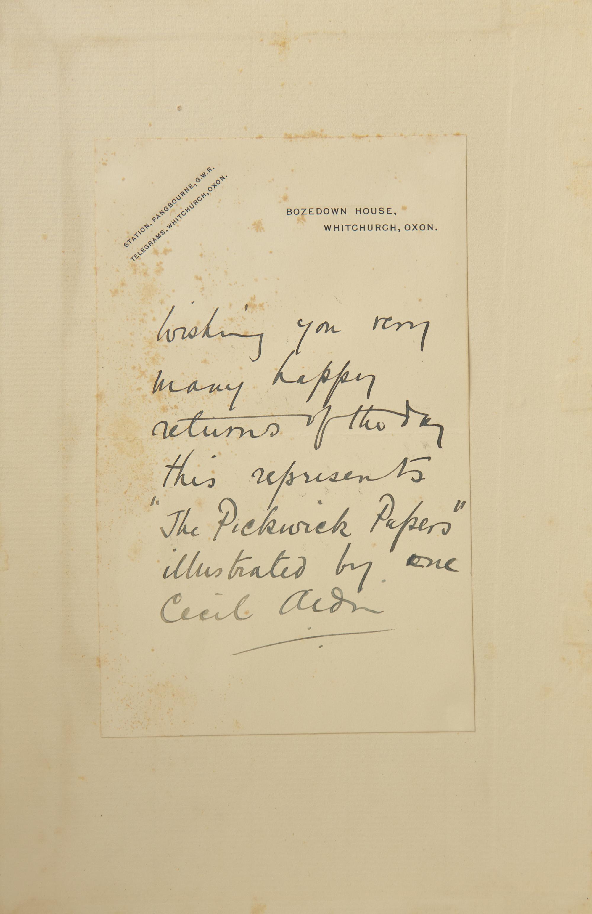 DICKENS, Charles (1812-1870). The Posthumous Papers of the Pickwick Club. London: Chapman & Hall, Ltd./Lawrence & Jellicoe, Ltd., 1910.