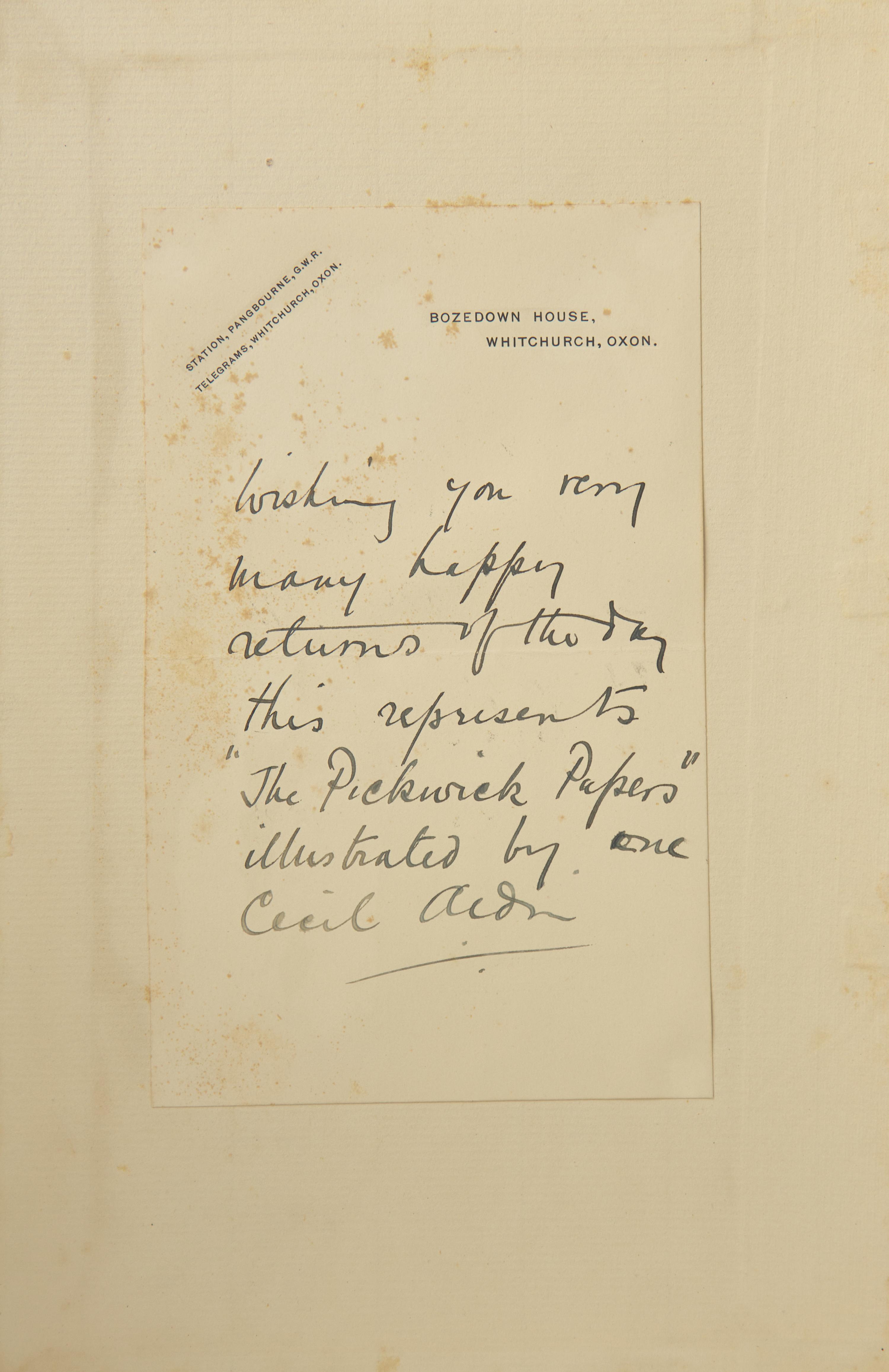 DICKENS, Charles (1812-1870). The Posthumous Papers of the Pickwick Club. London: Chapman & Hall, Ltd./Lawrence & Jellicoe, Ltd., 1910.
