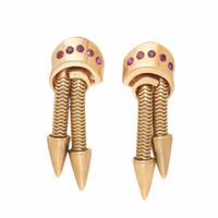 Retro, Yellow Gold and Ruby Earrings
