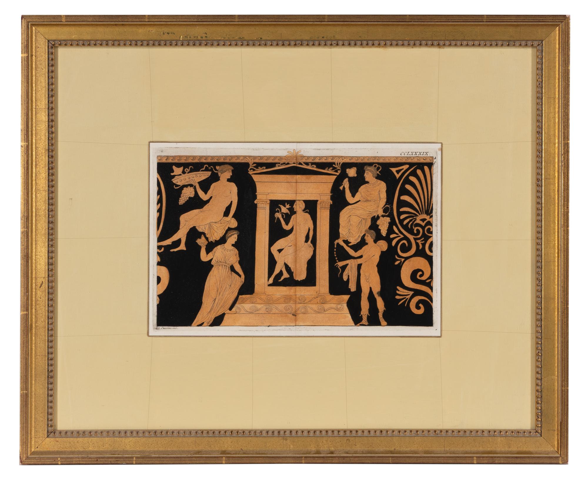 A Group of Eight Hand-Colored Engravings of Vase Designs
