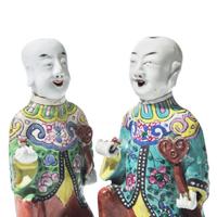 A Group of Six Chinese Export Porcelain "Laughing Boy" Figures