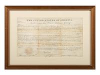 ADAMS, John Quincy (1767-1848). Partly-printed land document signed "(J.Q. Adams"). [Washignton, D.C.], 13 September 1825.