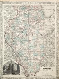 [MAPS OF CHICAGO AND ILLINOIS]. A group of 4 maps and bird's-eye views of Chicago.