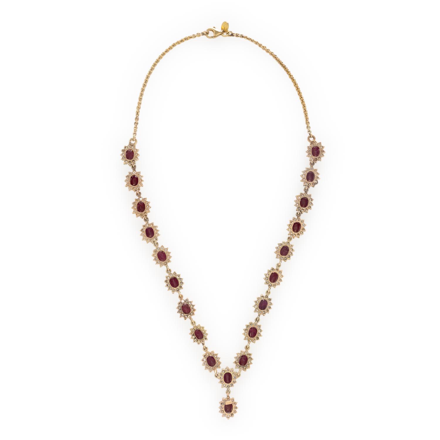 Ruby, Diamond, and Yellow Gold Necklace