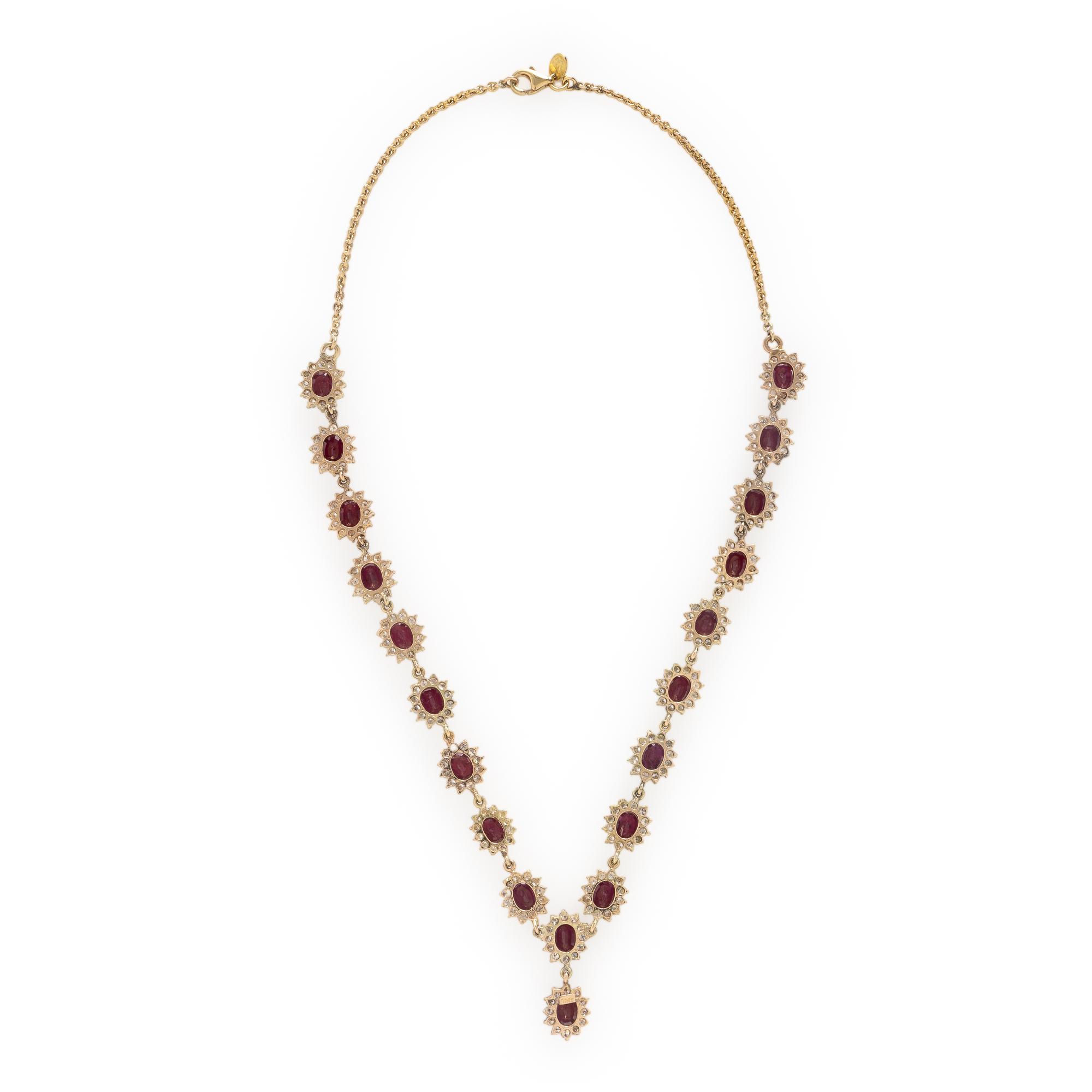 Ruby, Diamond, and Yellow Gold Necklace