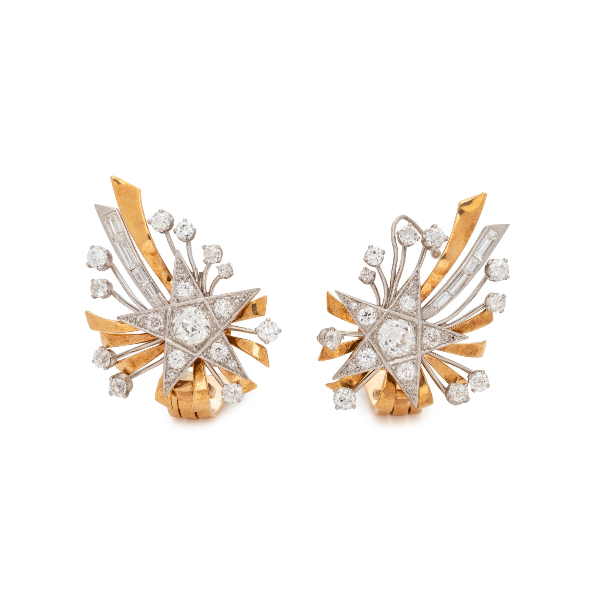 RETRO, DIAMOND STAR EARCLIPS