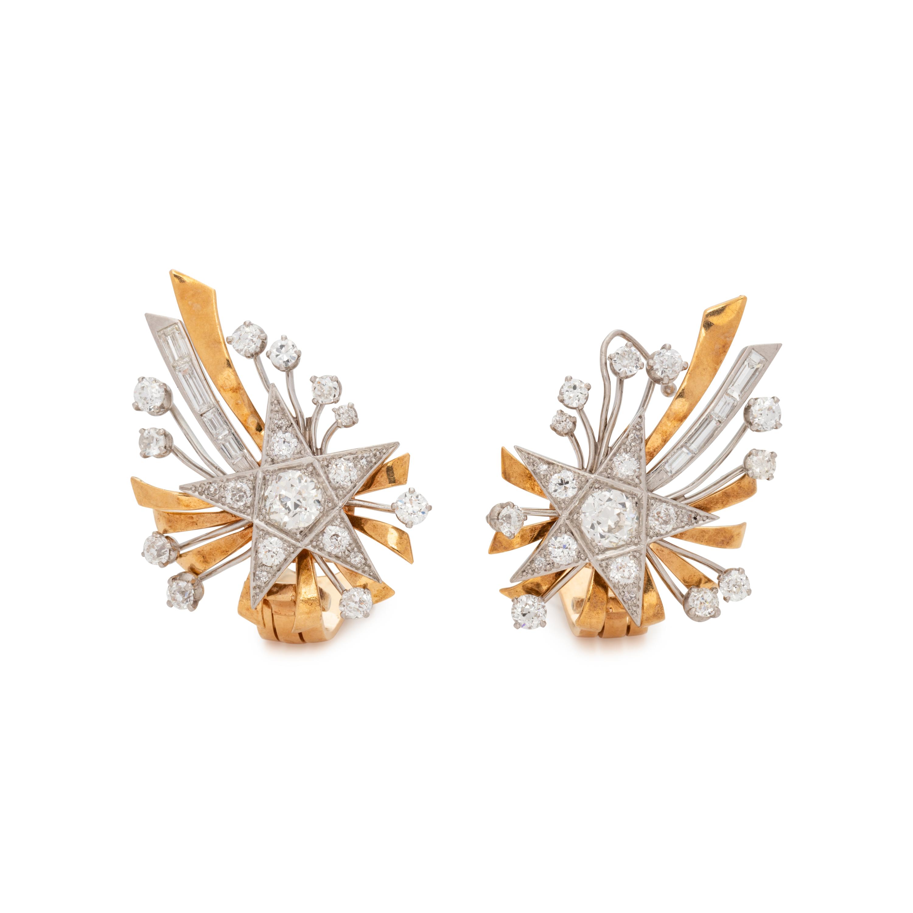 RETRO, DIAMOND STAR EARCLIPS