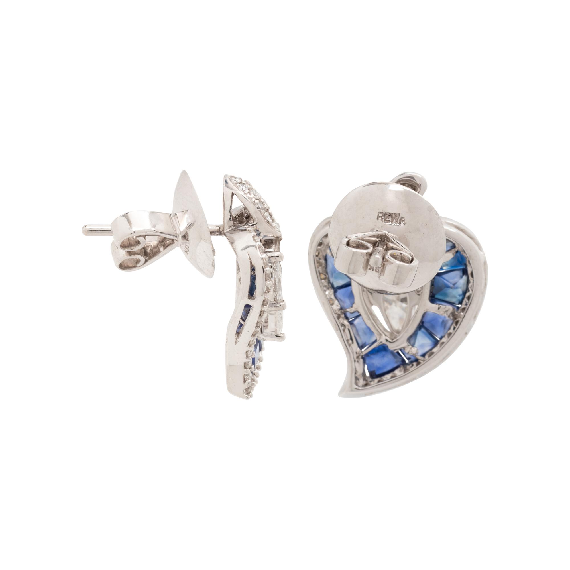 DIAMOND AND SAPPHIRE LEAF EARRINGS