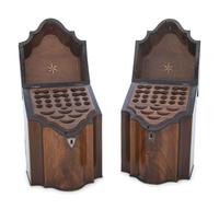 A Pair of George III Mahogany and Marquetry Cutlery Boxes