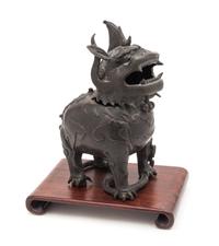 A Bronze Mythical Beast-Form Incense Burner Height 13 inches. — 19TH CENTURY