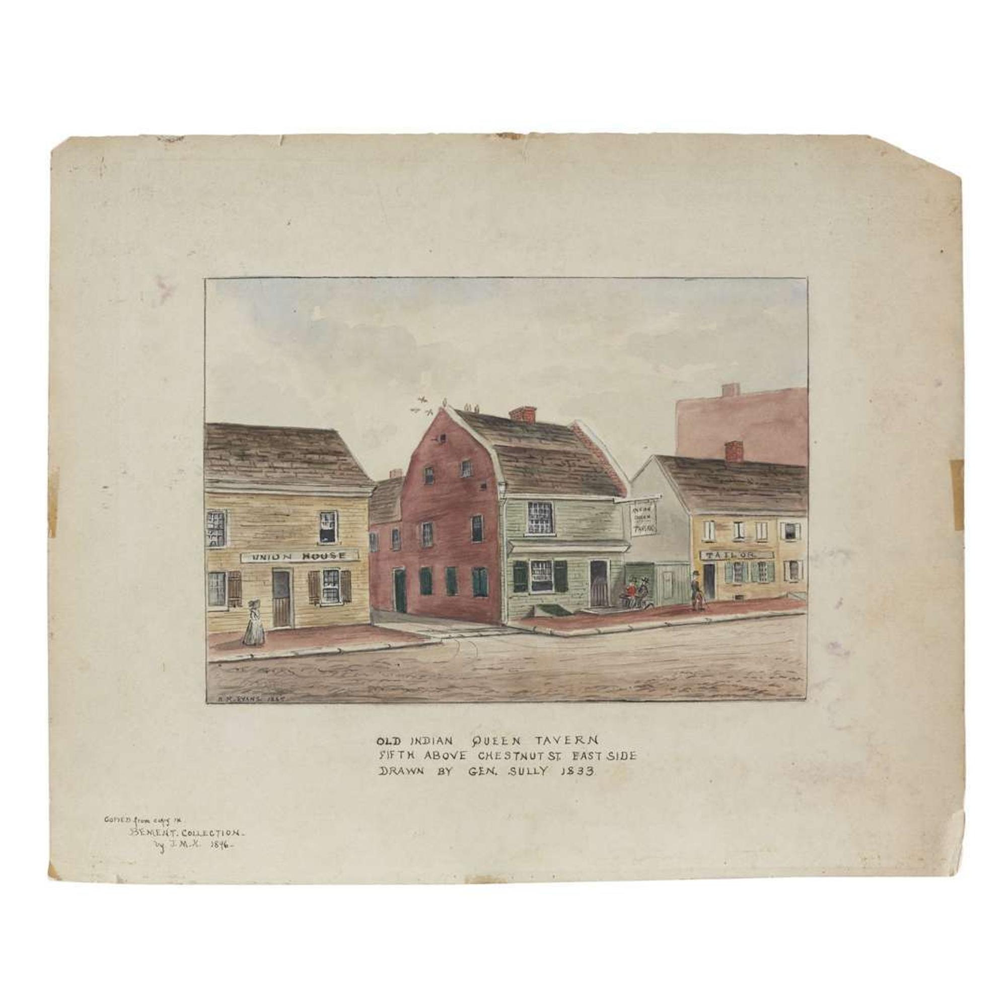 American School 19th century Three works: Germantown and Philadelphia Views