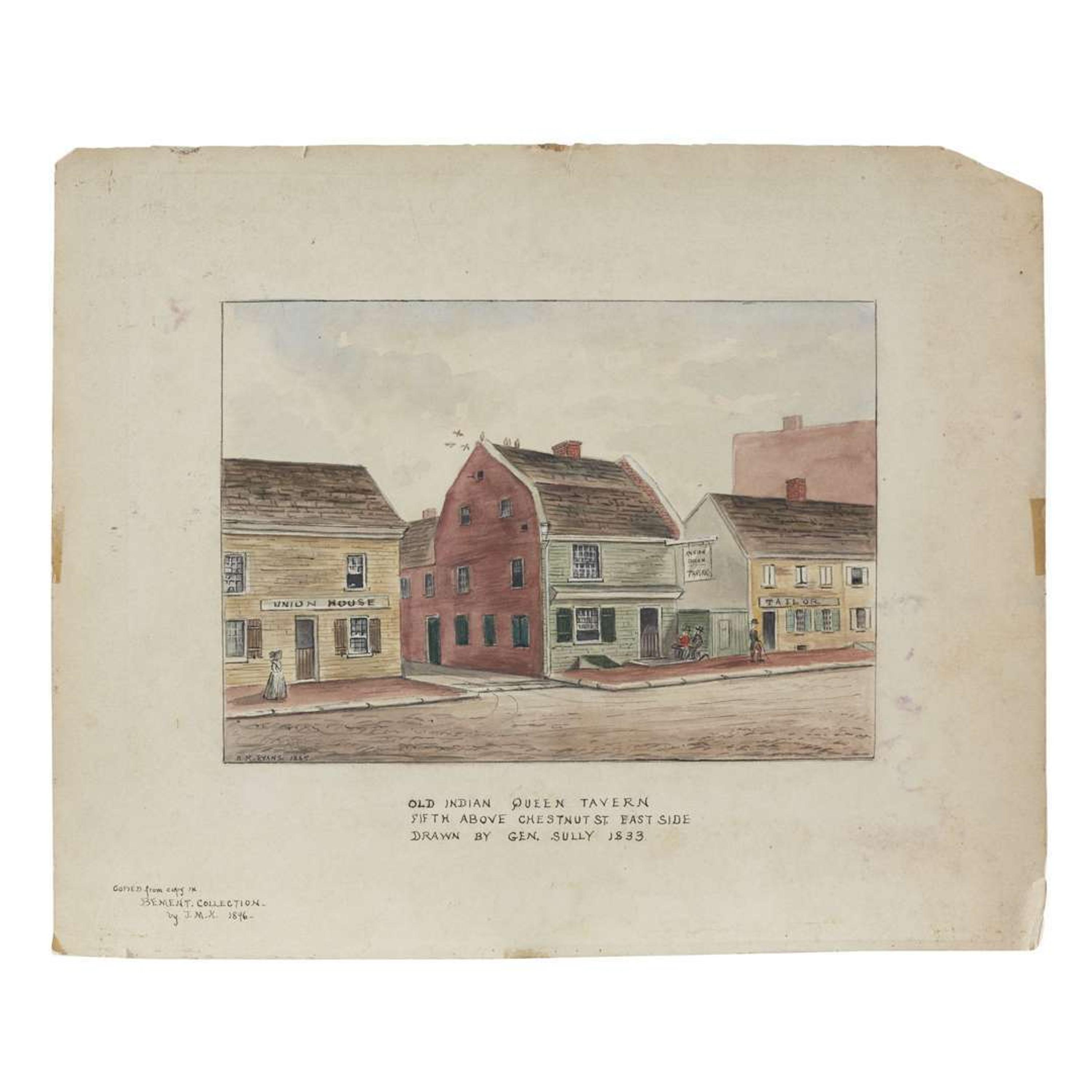American School 19th century Three works: Germantown and Philadelphia Views