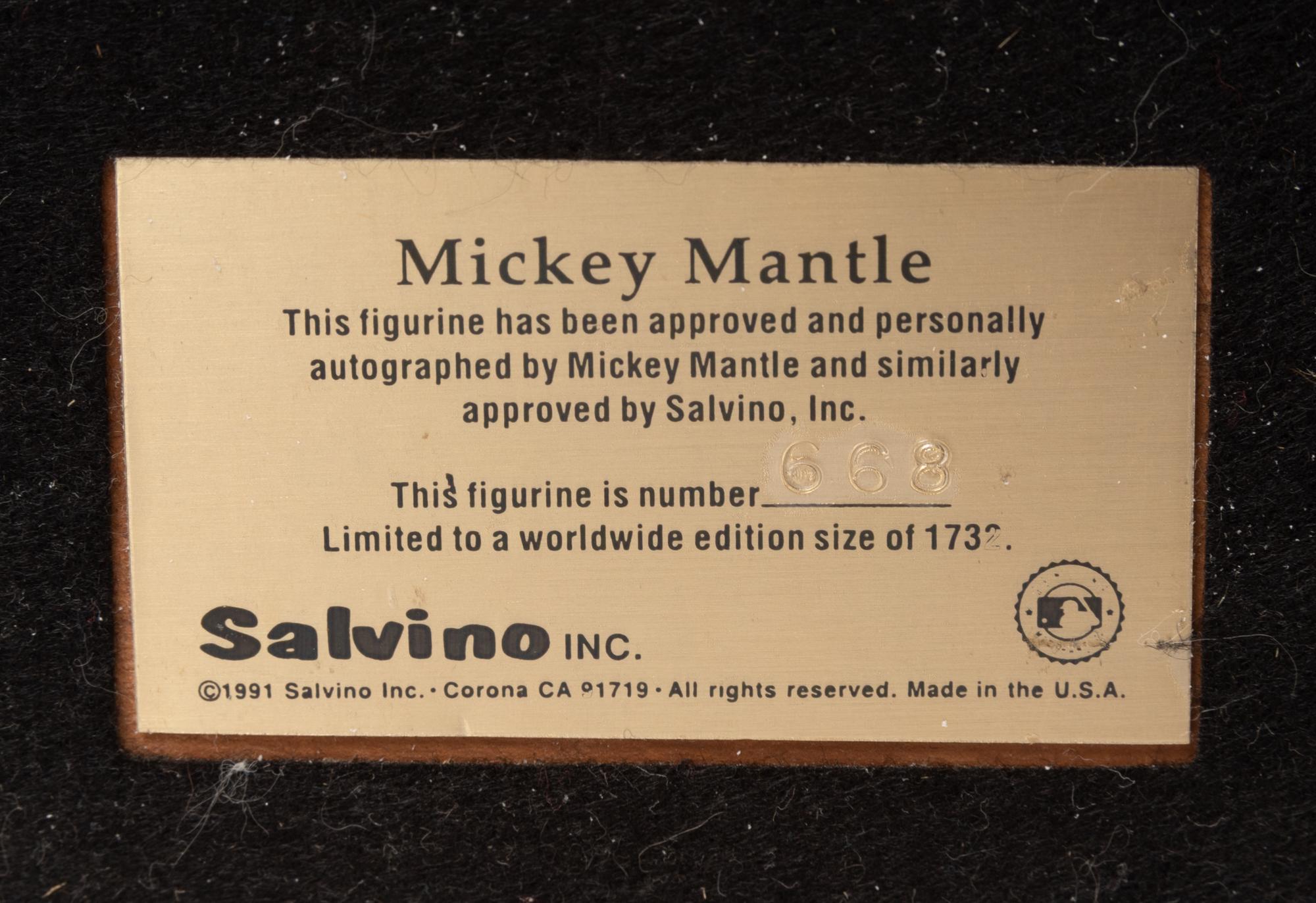 A Mickey Mantle Signed Autograph Salvino Figure,
